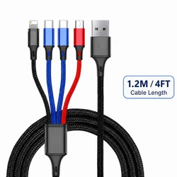 Versatile 4 - in - 1 Fast Charging Cable - Durable Nylon Braided USB with Multi - Device Support - 1.2m (4 - in - 1 Cable)