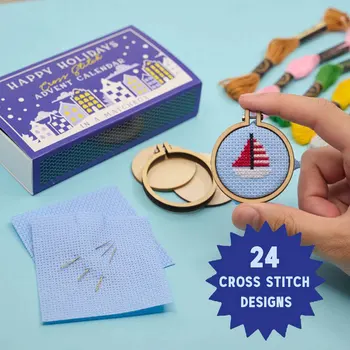 Calendrier de l'Avent au point de croix de Noël, kit de broderie de calendrier de Noël 1