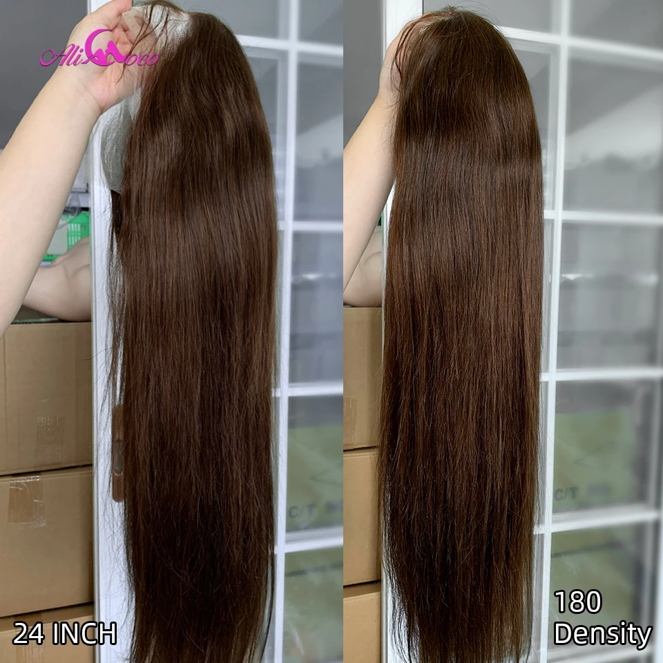 Chocolate Brown Lace Front Human Hair Wigs for Women 13x4/13x6 Lace Frontal Straight Wig Brown Colored 4x4 Closure Remy Wig