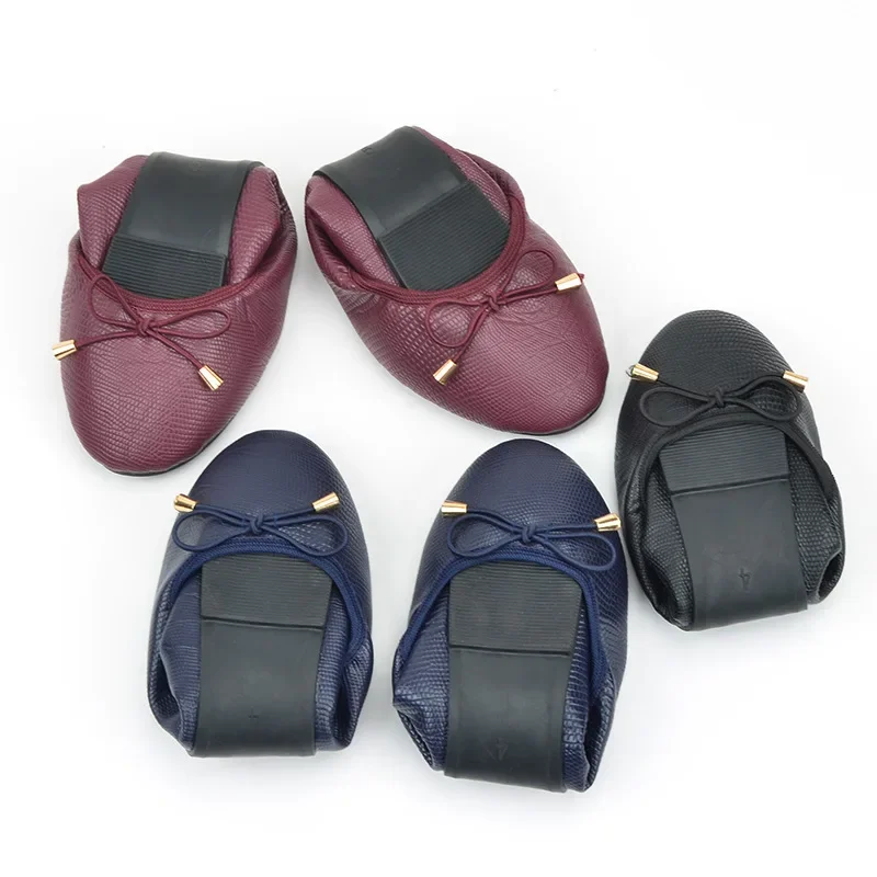 Women Egg Roll Shoes Soft Bottom Ballet Flat Pregnant Woman Casual PU Leather Bowknot Designer Shoes Curved Boat Flats Loafers