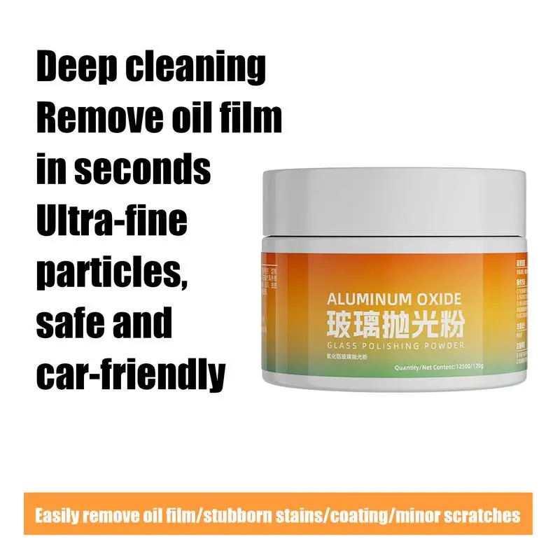 120g Car Glass Polishing Powder With Sponge Auto Window Polishing Compound Powder Glass Oil Film Cleaning Power Glass Cleaner