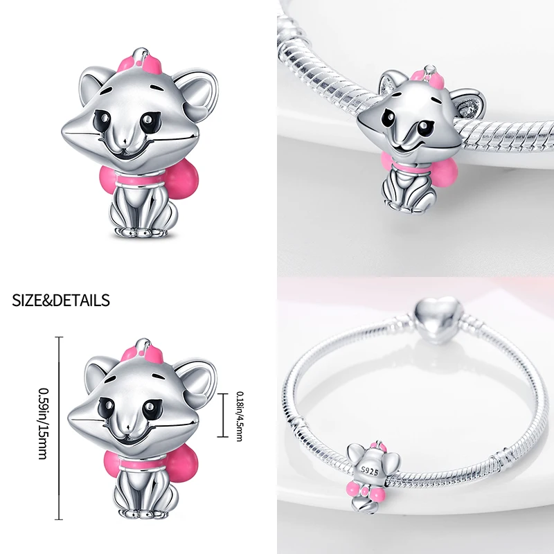 Charm Bead Disney Brand Animal Pets Fits Pandora Bracelet Women 925 Silver Princess Series Pendant Jewelry Gift