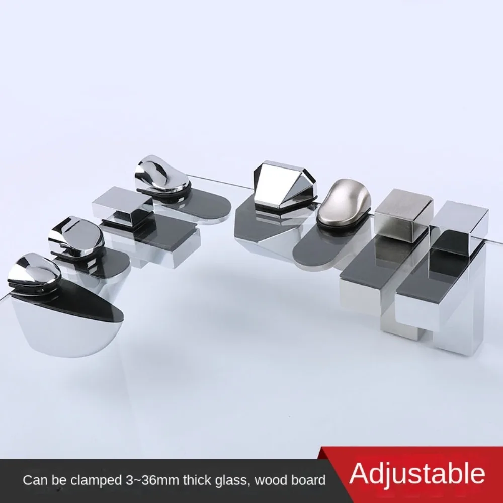 Zinc Alloy Glass Shelf Clip Wall Mount Adjustable Glass Shelf Support Hardware Part Fixed Holder Clamp Home