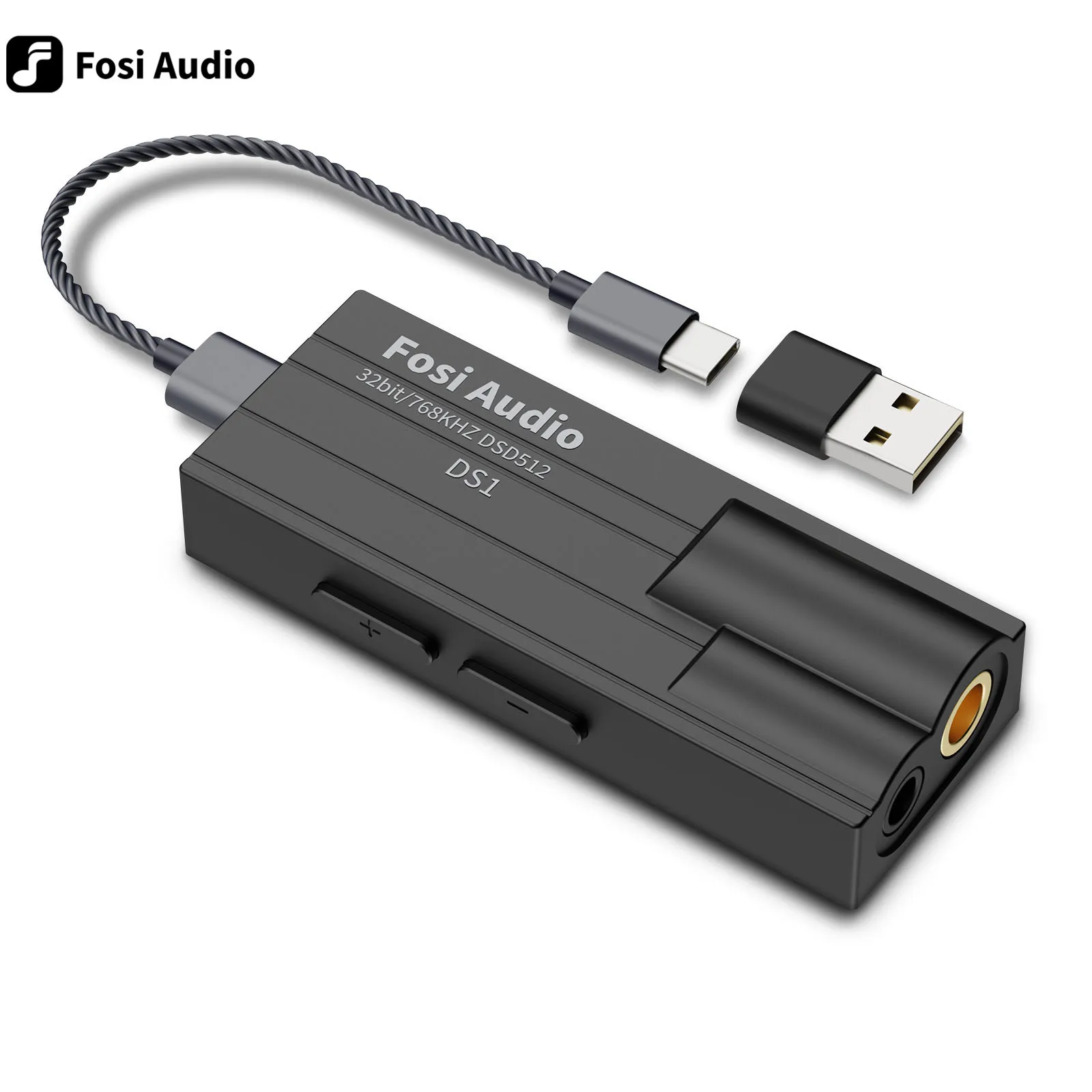  Fosi Audio DS1 DSD512 HiFi DAC Headphone Amplifier Mini Audio USB DAC Amp Support 32bit/768kHz with 3.5MM  &  4.4MM Dual Outputs 