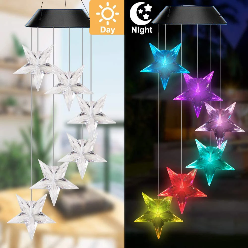 Color changing Solar Wind Chime Crystal Ball Hummingbird Wind Chime Lamp Waterproof Outdoor Use for Courtyard Garden Decoration outdoor solar spot lights Solar Lamps