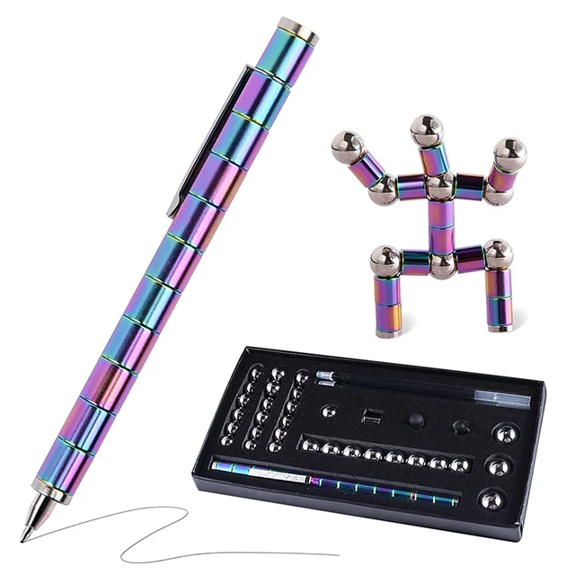 Stylo Magnétique Jouets Anti Stress Enfant Garçon Fille, Fidget Pen Toy  Stylo a Bille Magnetique Adulte (Couleur)