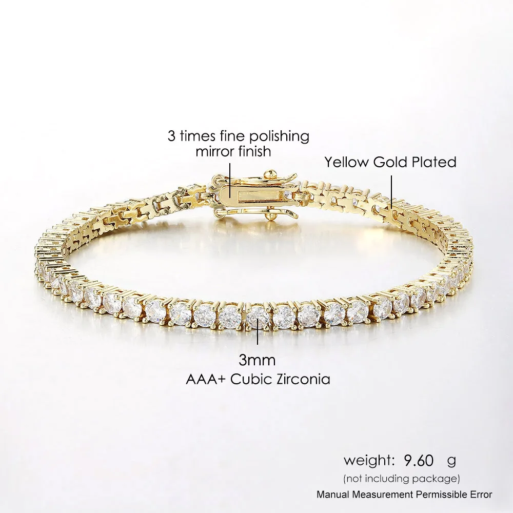 Crystal Bracelet Chain Bracelet Zircon Bracelet Luxury Crystal Tennis Bracelet for Women Man Iced Out 1 Row Cubic Zirconia Double Buckle Chain Hiphop Rock Hippie Jewelry OHH118