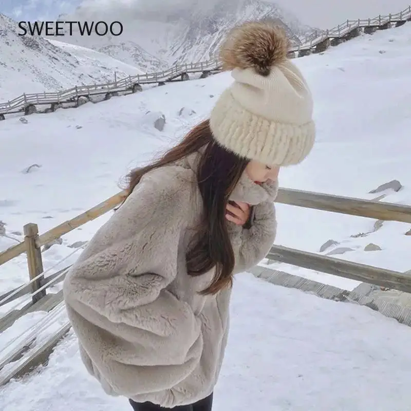 Faux Rex Rabbit Fur Plush Coat New Women's Autumn and Winter Wild Small Furry Winter Coat Women Jacket Contracted Slim Tide 2022