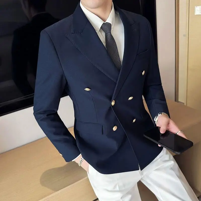Classic Luxury Mens Double Breasted Suit Jacket Groom Wedding Tuxedos Business Casual Blazer Social Club Outfits Suit Coat men suits jackets