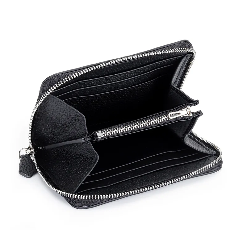 Brand Design Genuine Leather Wallet Women's Top Layer Cowhide Leather Zipper Coin Wallet Multi Card Slots Fashion Short Purse