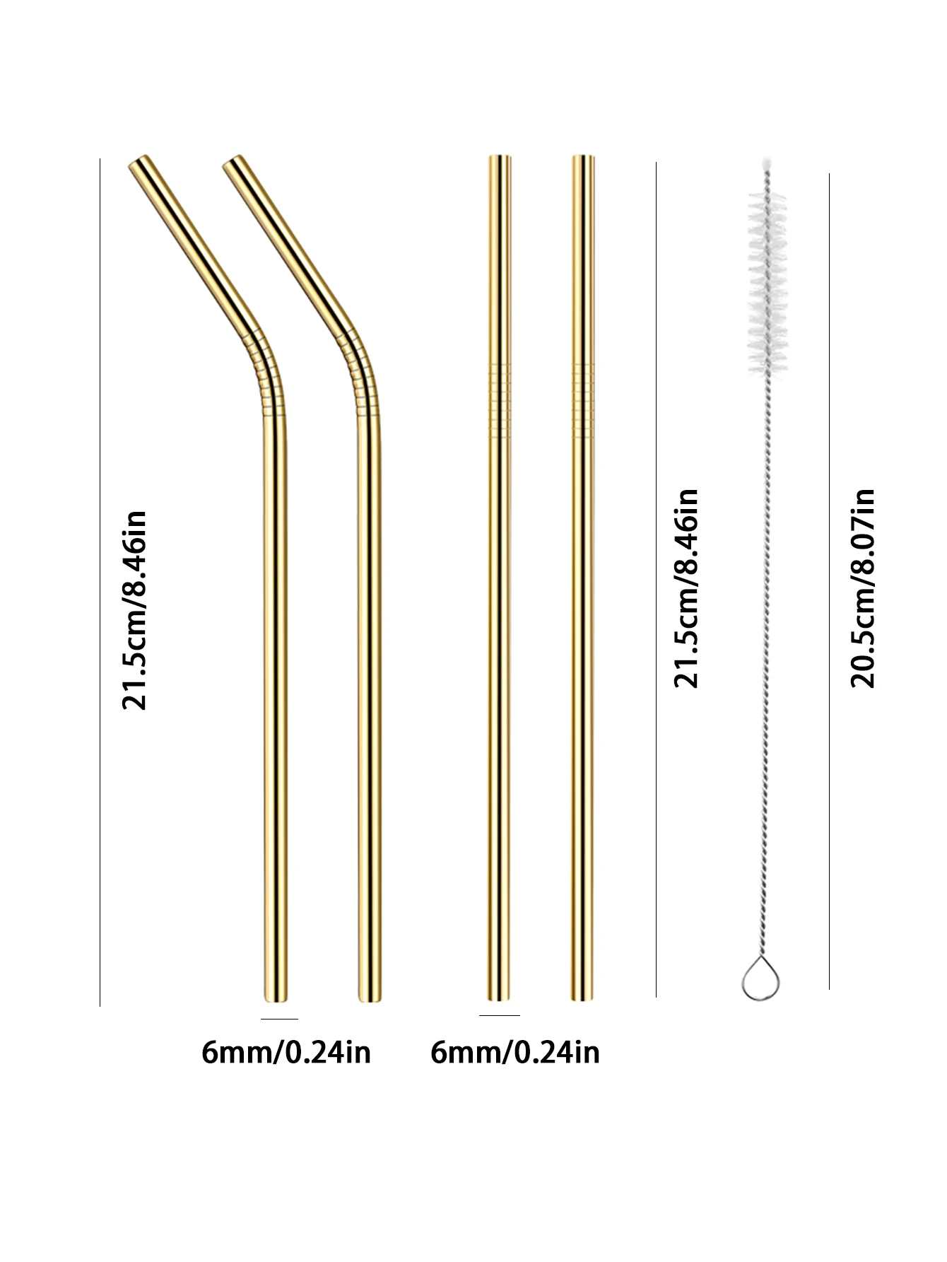 Conjunto de 4 canudos de aço inoxidável, canudos ecológicos para beber, acessório de bar para festa, canudos de metal reutilizáveis