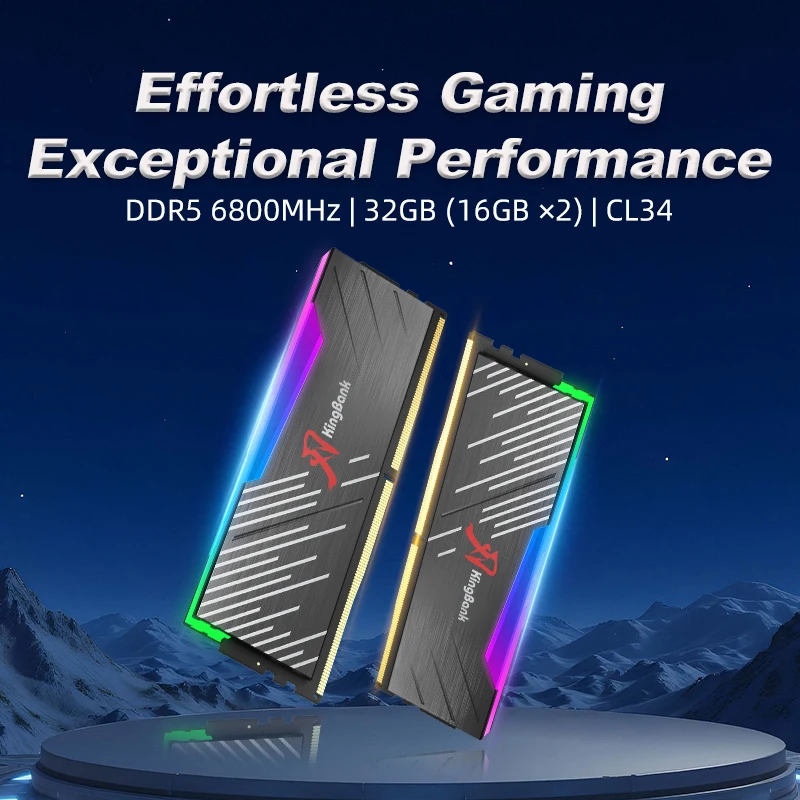 KingBank Hynix A die DDR5 Memory 32GB 16GBx2 6800MHz RGB Black