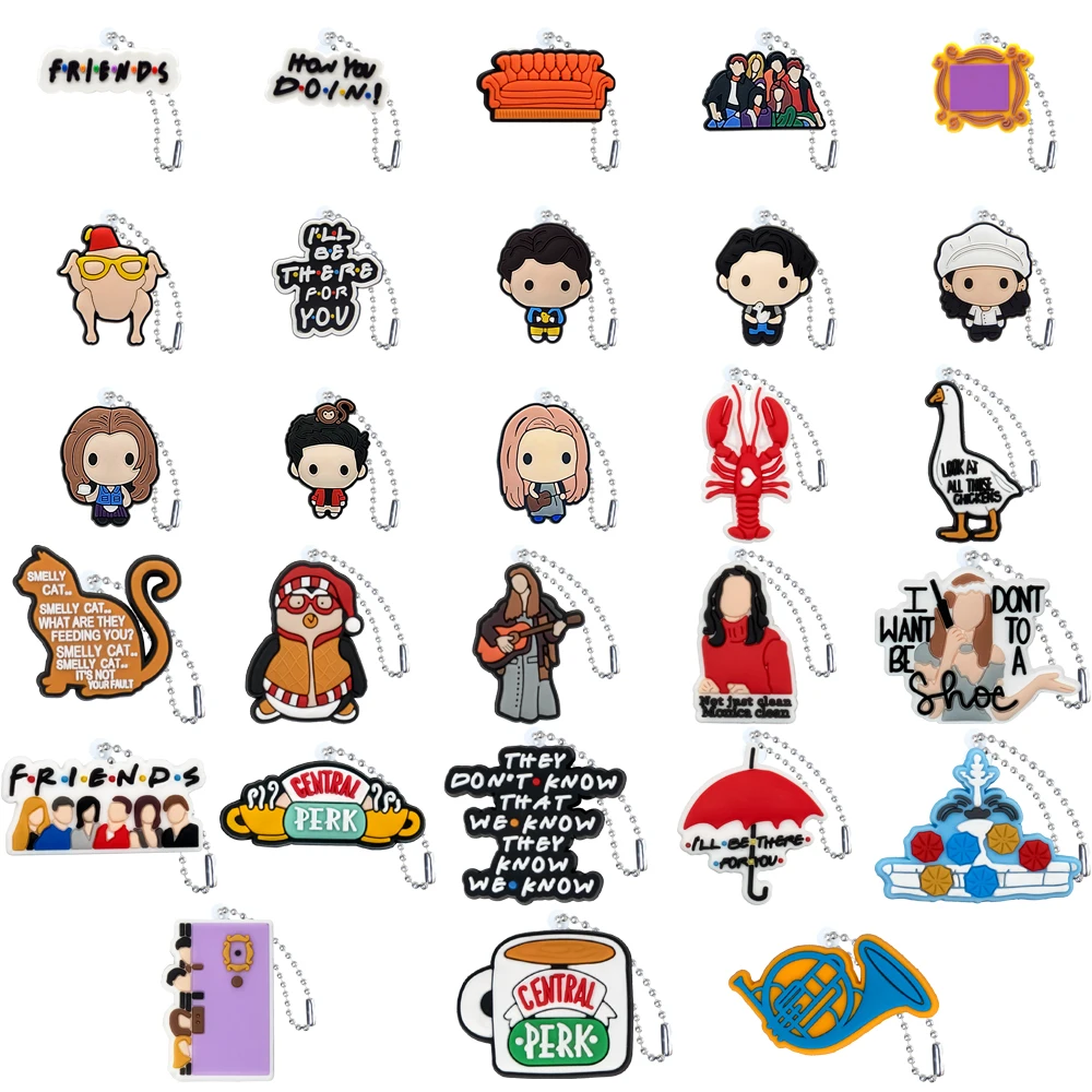 28PCS Set Keychain Old Friends Character Keyring fit Fans Souvenir Car key Accessories Cup Handle Pendant Friends Key Gifts handmade doll keychain