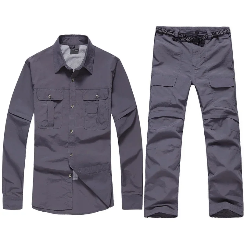 

Summer Man Pants Fishing Hiking Shirt Outdoor Fast-dry Breathable Anti UV Male Quick-dry Sun Protection Camping Suit