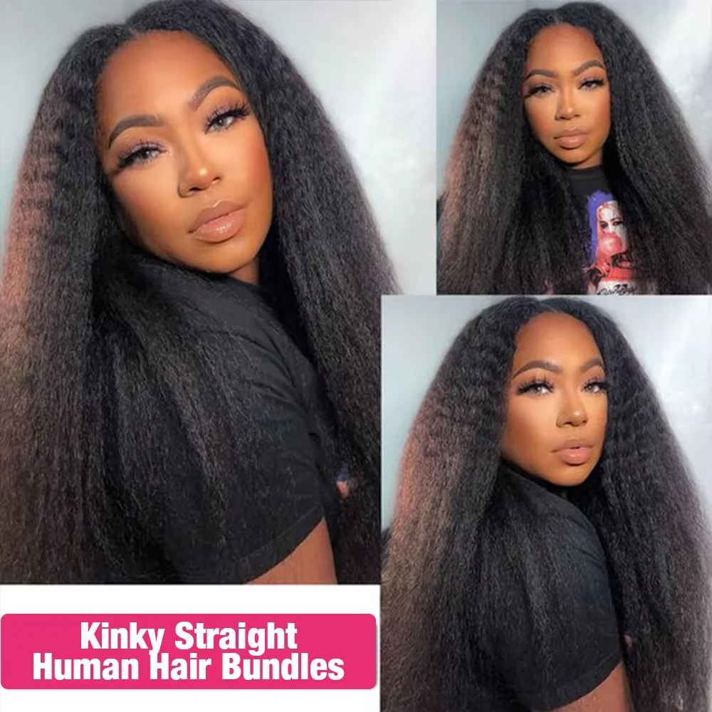 Human Hair Extensions Kinky Straight Raw Hair Bundles Vietnamese Yaki Straight Human Hair Weaving Virgin Unprocessed Extensions Tissage