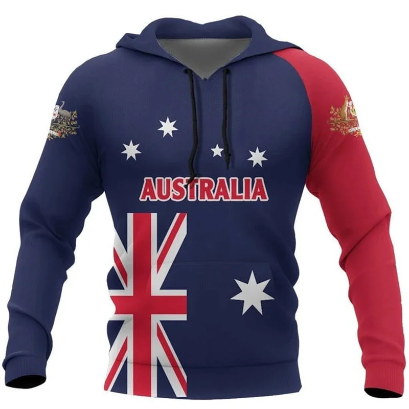 thumbnail image 1 of Sudadera con estampado de la bandera de Australia, sudadera con emblema nacional de moda, sudadera con capucha con estampado 3D de canguro para hombres, sudaderas casuales para niños, 1 of 5