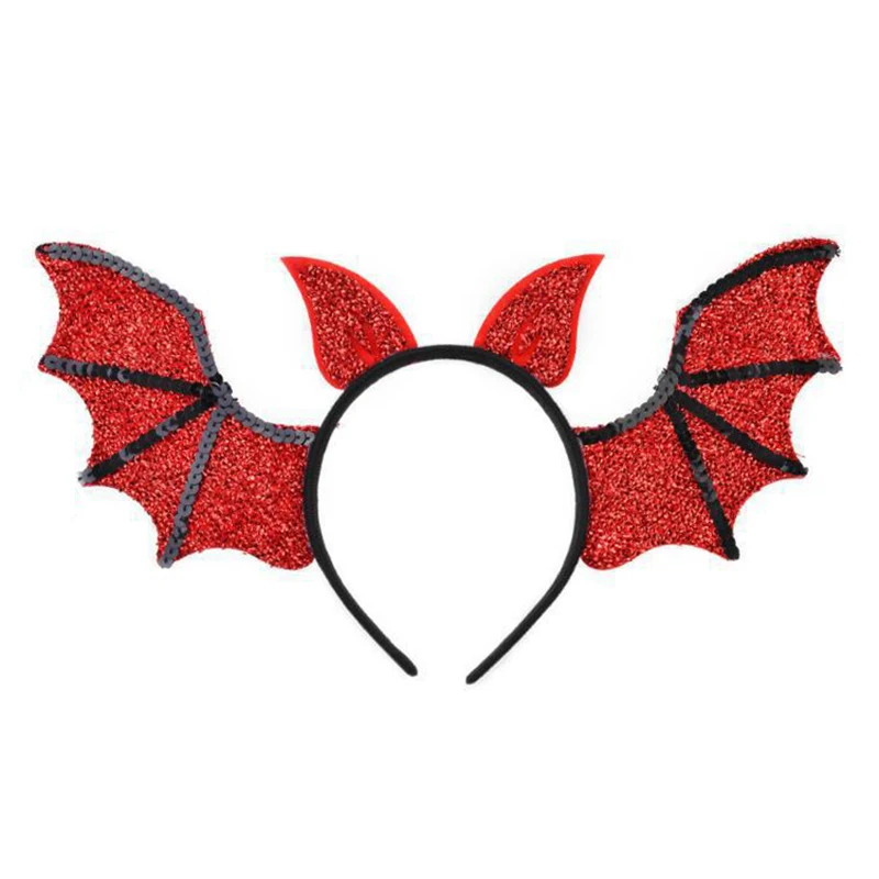 

Halloween Bat Headband for Kids Funny Cute Animal Wings Ox Horn Headwear Hairband Boys Girls Ghost Festival Cosplay Headdress