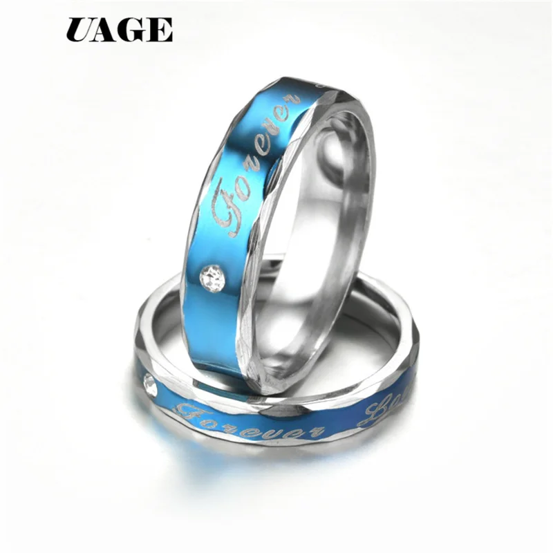 UAGE Blue Romantic forever love Letter Rings for Lovers Wedding Bands ...