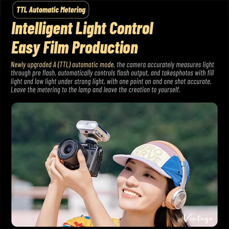 Viltrox Vintage Z1 Pro 레트로 TTL 스피드라이트 GN12 미니 온카메라 플래시 2.5D 컬러 터치스크린 플래시 (캐논, 니콘, , 후지필름용)