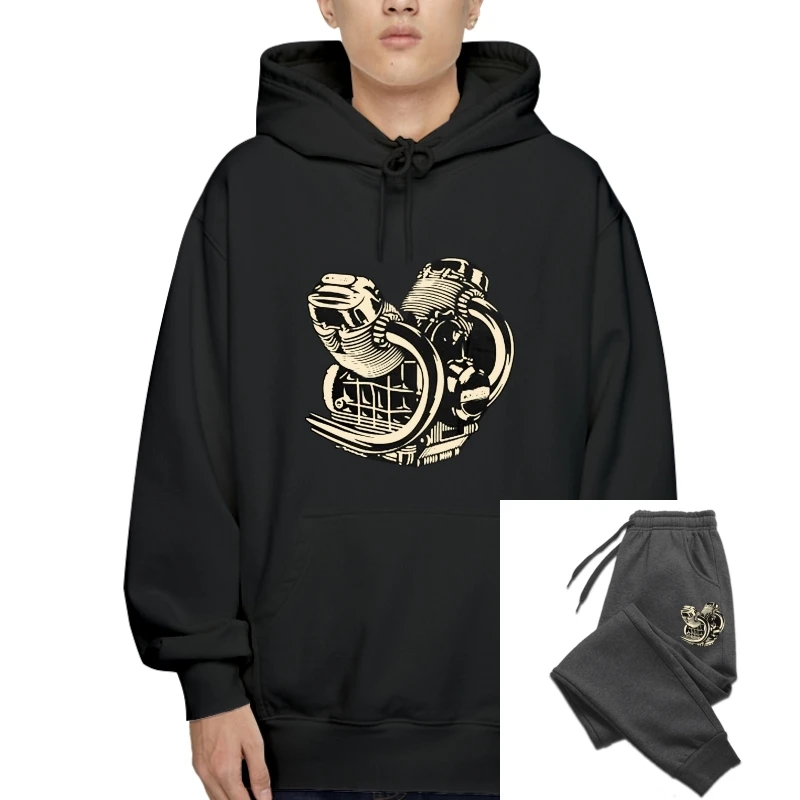 

SweaHoody Sweatshirt Hoodie Moto Guzzi Engine Black Hoody Autumn Drawstring Cotton Sweatshirt Hoodies