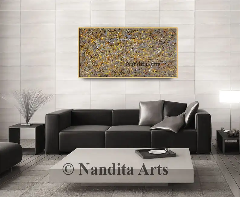 Jackson Pollock Style Light Storm Pittura A Olio Astratta Su Tela Grande Olio Arte Moderna, Arte In Vendita Wall Art Decor Office Decor