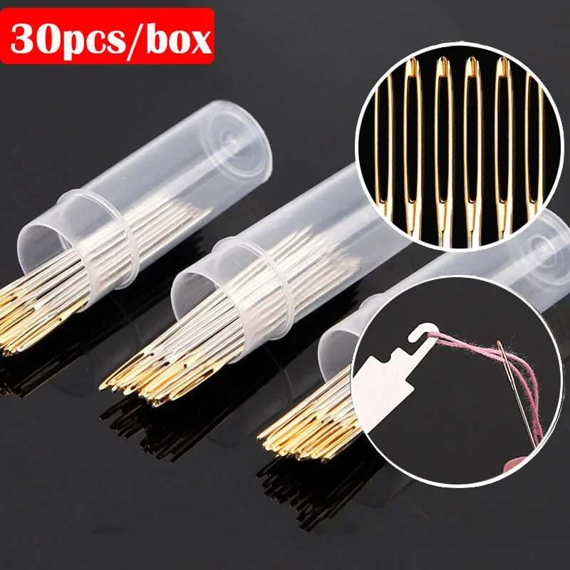 30pcs Cross Stitch Needles Gold Tail Blunt Embroidery Needlework Tools