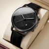 1/2PCs Men's Casual Calendar Watch Fashionable Men's Temperament Leather  Quartz Watch Unisex Watch Set(Box Not Included) 3