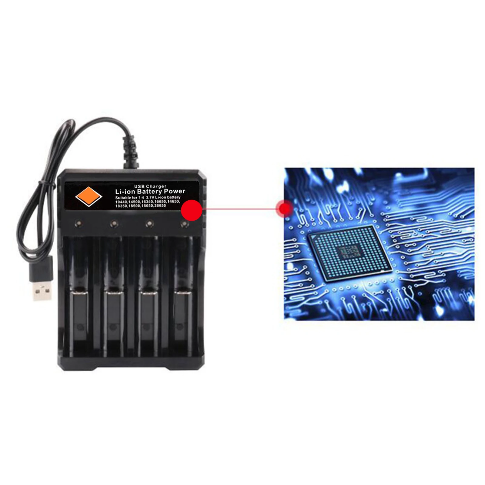 Battery Charger USB 4 Slots for 18650 3.7V Rechargeable Lithium Battery