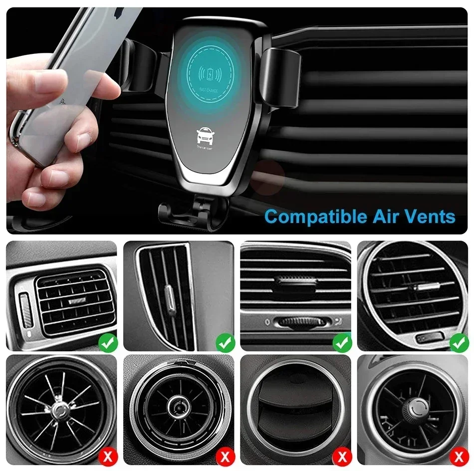 Wireless Charging Phone Car Holder Charger For iPhone 16 15 14 13 12 11 Pro XS Max XR Samsung Xiaomi Fast Car Wireless Chargers - 5