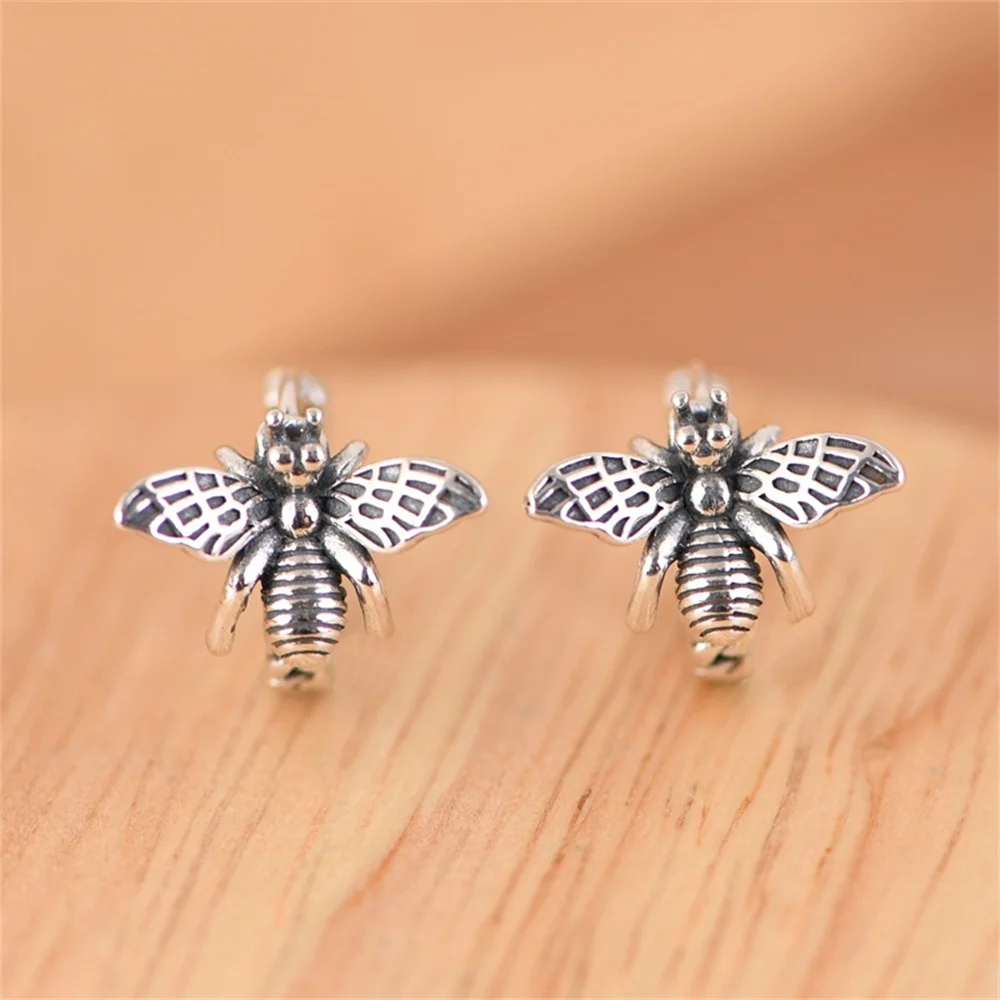 

1Pair 925 Sterling Silver Bees Hoop Earrings For Women Men Punk Huggie Earring Pendientes Hoopes Animals Earrings Simple Jewelry