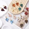 Boucles d'oreilles créoles tendance avec pendentif cœur bonbon, en acrylique doré et acier inoxydable, bijoux féminins