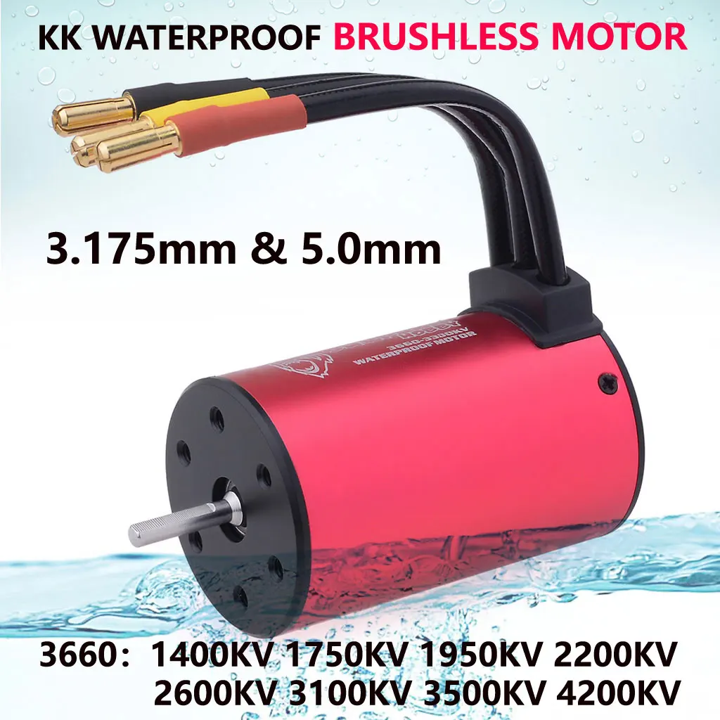 Surpass Hobby KK 3660 Motor sin escobillas impermeable eje de 3,175/5 ...