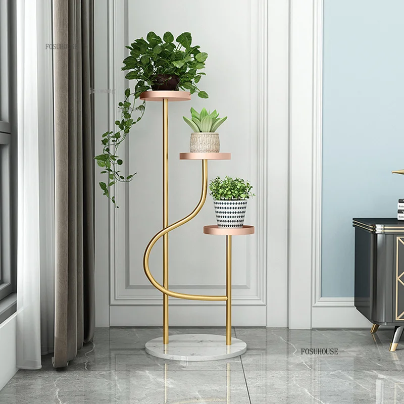 Nordic Iron Plant Stands for Garden Furniture Indoor Flower Stand Shelfs Balcony Pot Stands Multi-layer Plant Stand for Flowers
