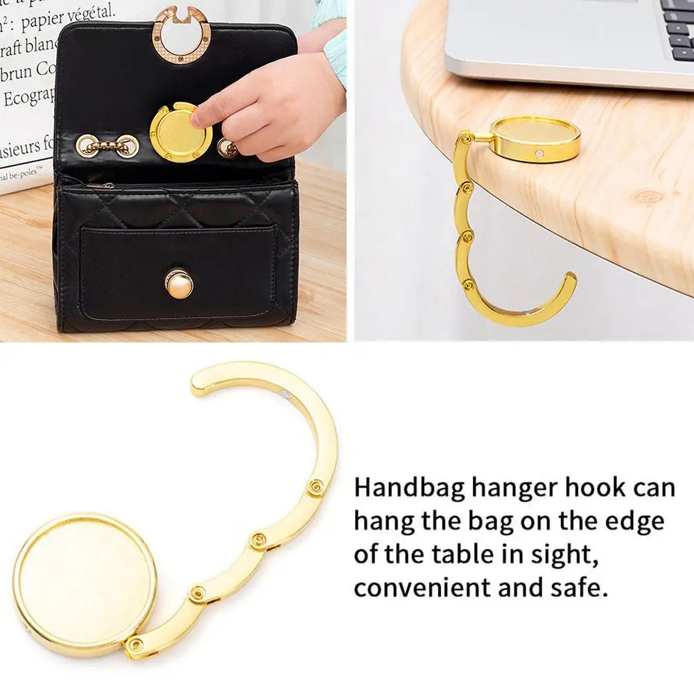 

1pcs Portable Fashion Folding Crystal Alloy Purse Handbag Bag Hanger Hook Holder Table Hook Unique Bag Parts Accessories