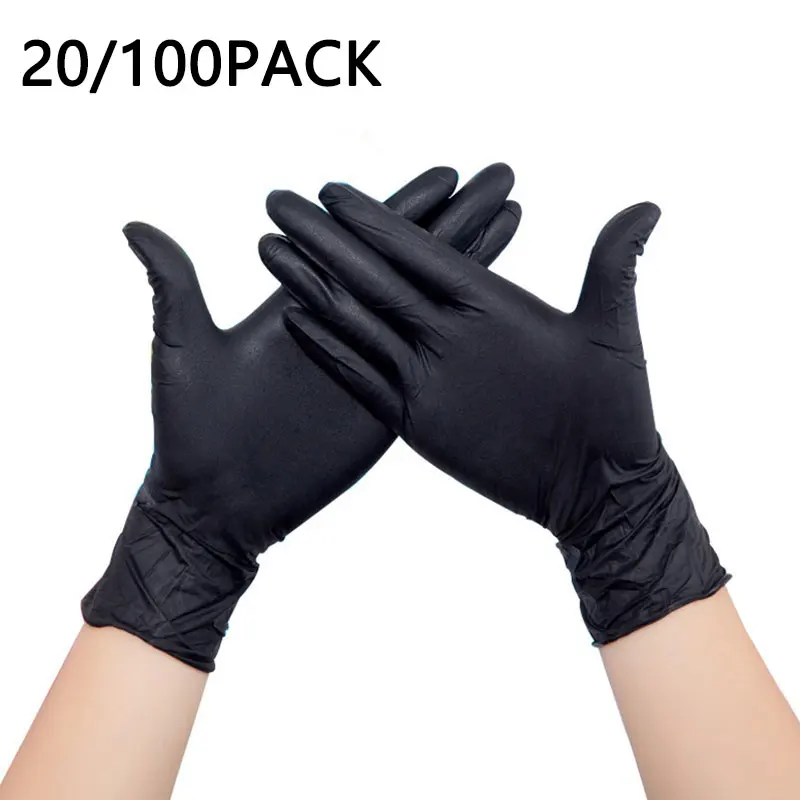 20-100Pack-Disposable-Nitrile-Gloves-Black-Latex-Free-Tattoo-Cleaning ...
