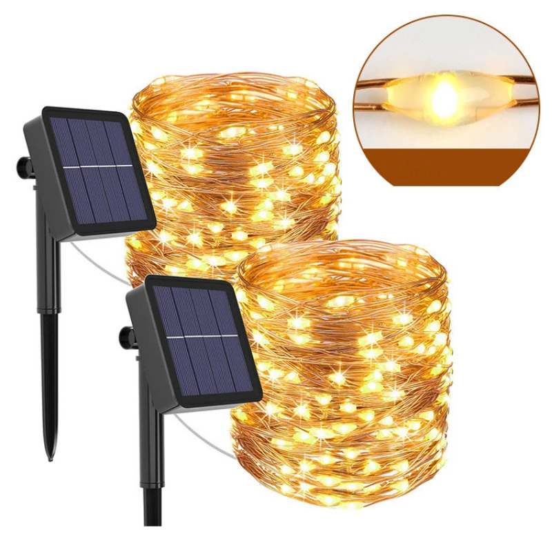 Waterproof Garden Fairy Lights with 8 Lighting Modes for Patio Trees Christmas Wedding Party Decor Outdoor Solar String Lights outdoor garden patio furniture set 4 piece brown pe rattan wicker sectional cushioned sofa sets with 2 pillows and coffee table