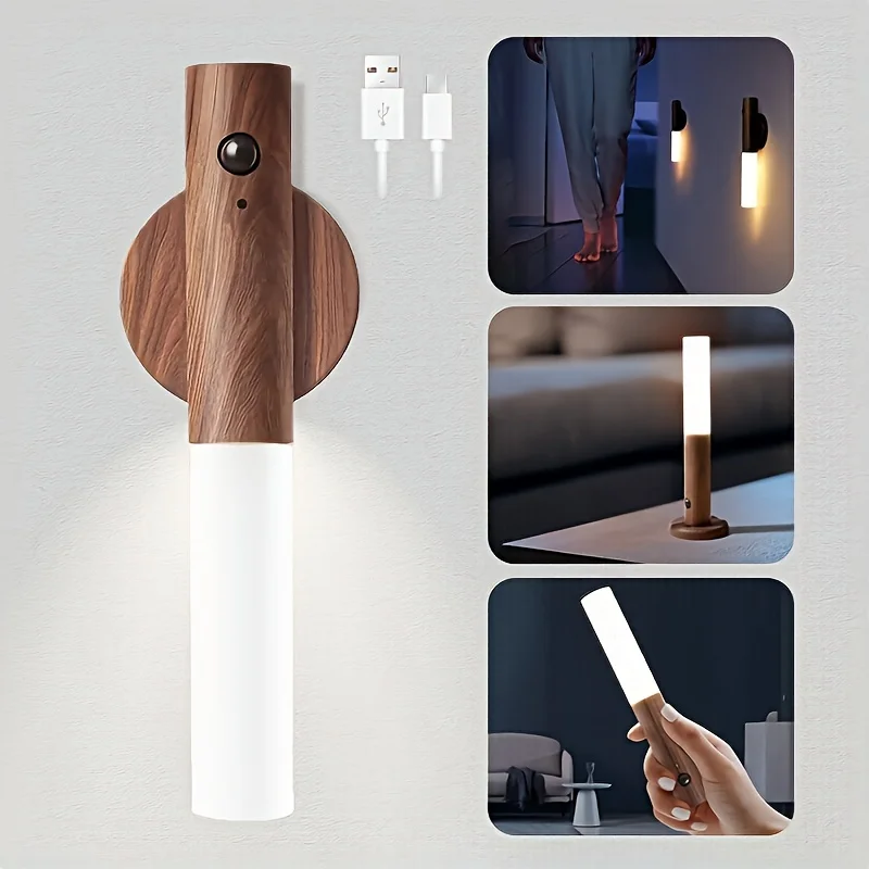 LED USB Night Light Magnetic Wall Lamp Kitchen Cabinet Closet Light Home Staircase Bedroom Table Move Lamp Bedside Lighting motion sensor light,led light,led wall lamp,wall light,magnetic suction lamp,cabinet light