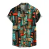2024 Men's Fashion Retro Printed Short Sleeve Shirt Men's Hawaiian Printed Shirt Retro Totem Print Men's Oversized Tops SIZE 5XL 1