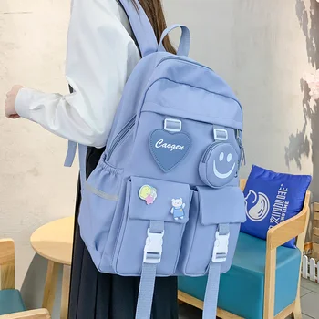 2022 Summer New Blue Women s Backpack High Quality Waterproof Nylon Travel Backpack Unisex Student School