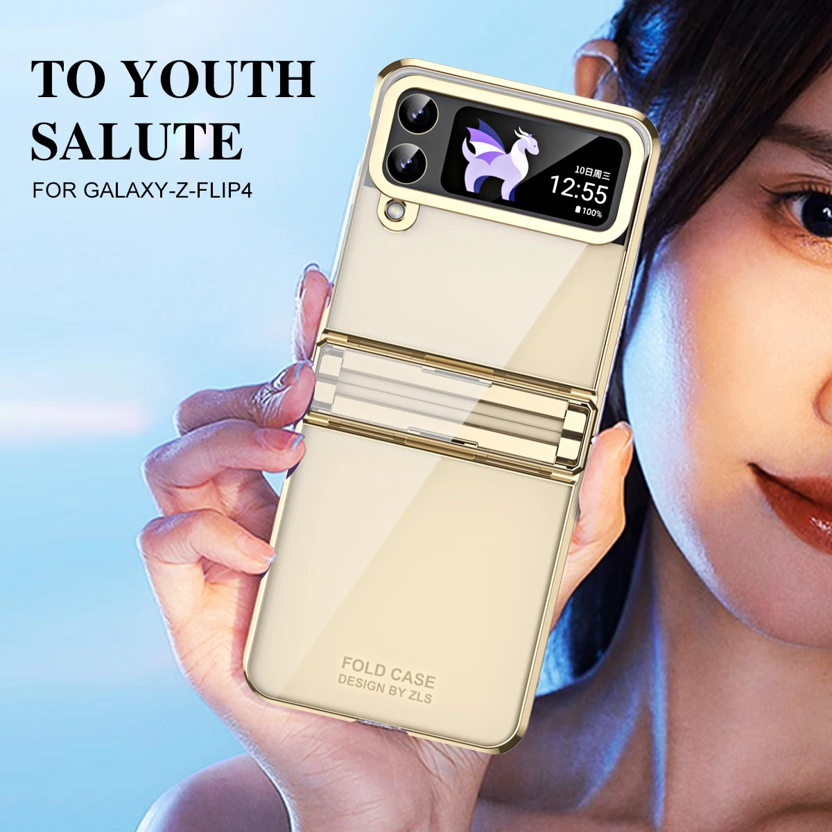 Samsung Galaxy Z Flip 6 5 4 3 Case Transparent Electroplating Phantom Hinge Protection Camera Cover Z Flip6 Flip5 Flip4 phone case
