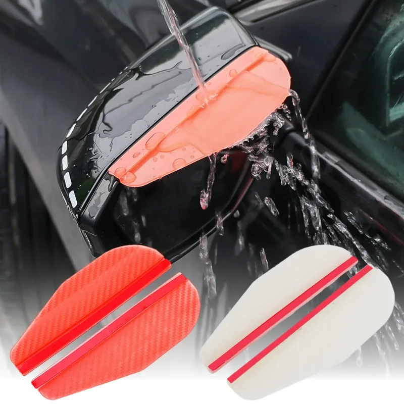 

2pcs Car Rearview Mirror Rain Shield Rain Brow Luminous Carbon Fiber Rain Shield Night Driving Safety Stickers Car Accessories