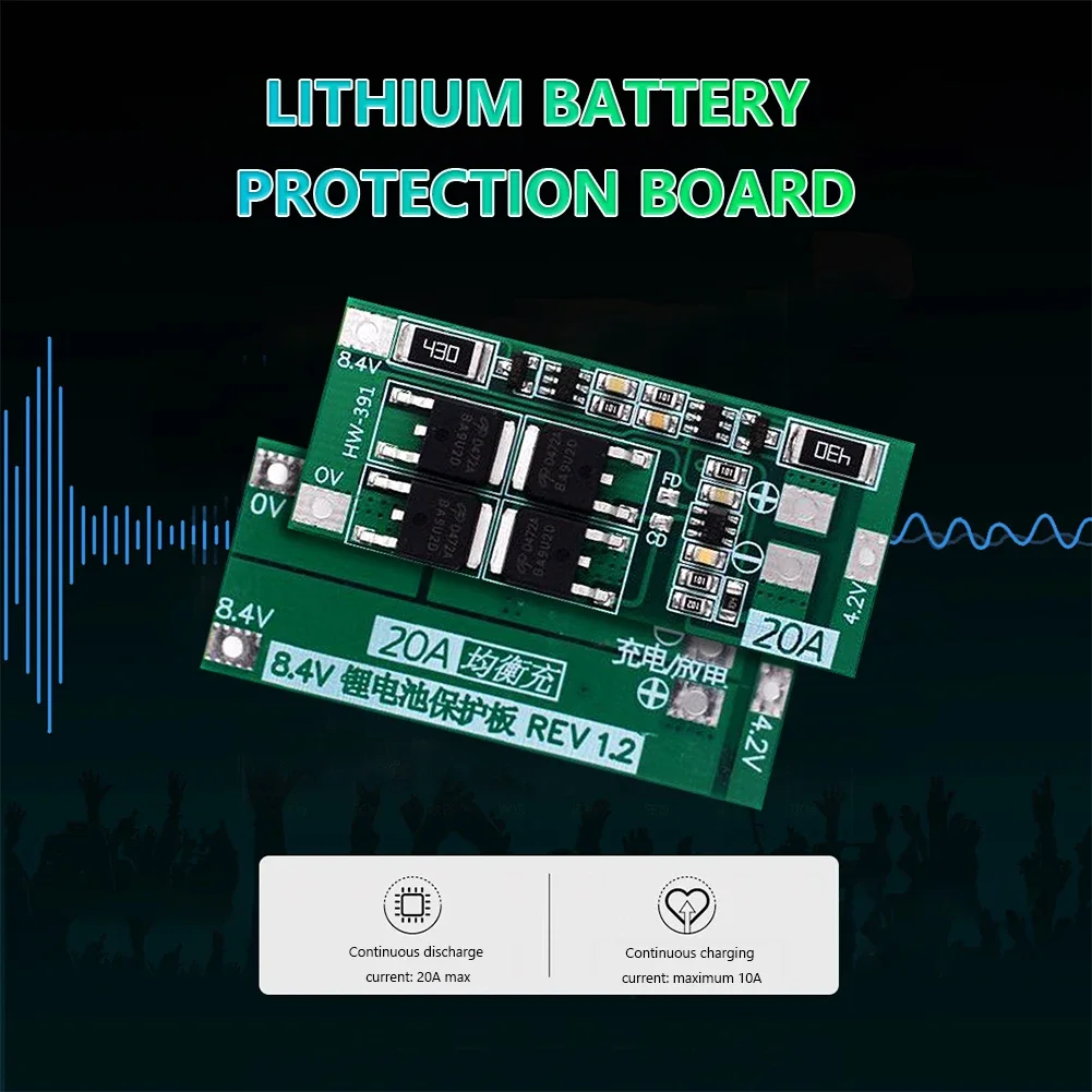 1-30PCS HW-391 2S 20A 7.4V 8.4V 18650 BMS Module 18650 Lithium Battery Charger Protection Board Standard/Balance Module for DIY