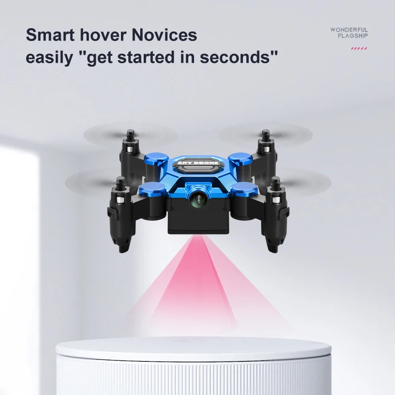 Drone débutant 4K avec caméra, télécommande, léger 100g - Bleu/Noir/Or