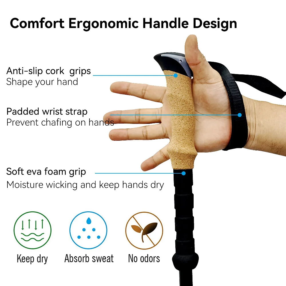 Lighten Up Aluminum Alloy Trekking Poles 등산스틱 Trekking Poles Hiking Stick Nordic Walking Stick Telescopic Sticks Lightweight 지팡이 4