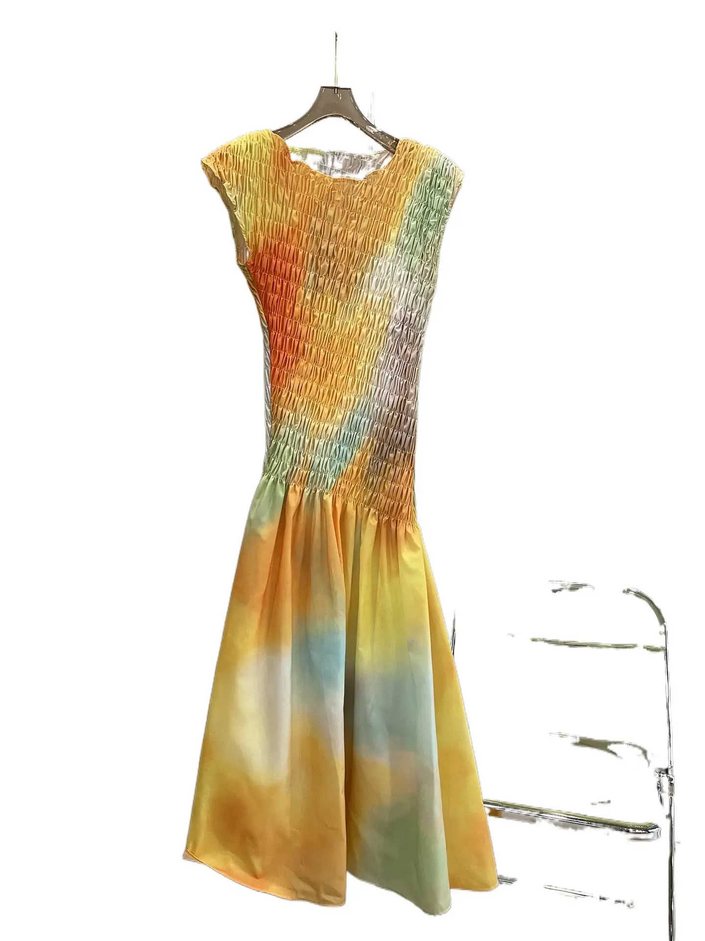 

2023 Women's Clothing Painted Pleated Dress 0817