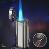 Triple Torch Butane Gas Turbine Jet Lighter Cigar Drilling Metal Outdoor Windproof Cigarette Camping Kitchen Man Gift Lighter 2