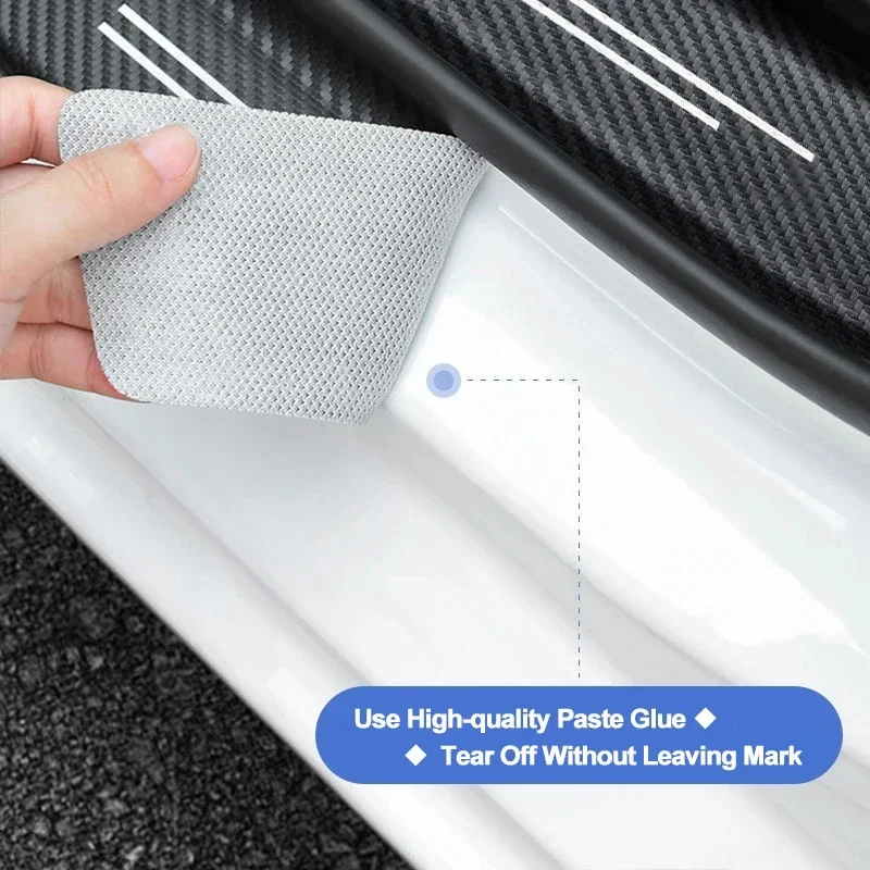 Premium Leather Car Door Sill Plate Protectors - Set of 1, 4, or 5 Pieces
