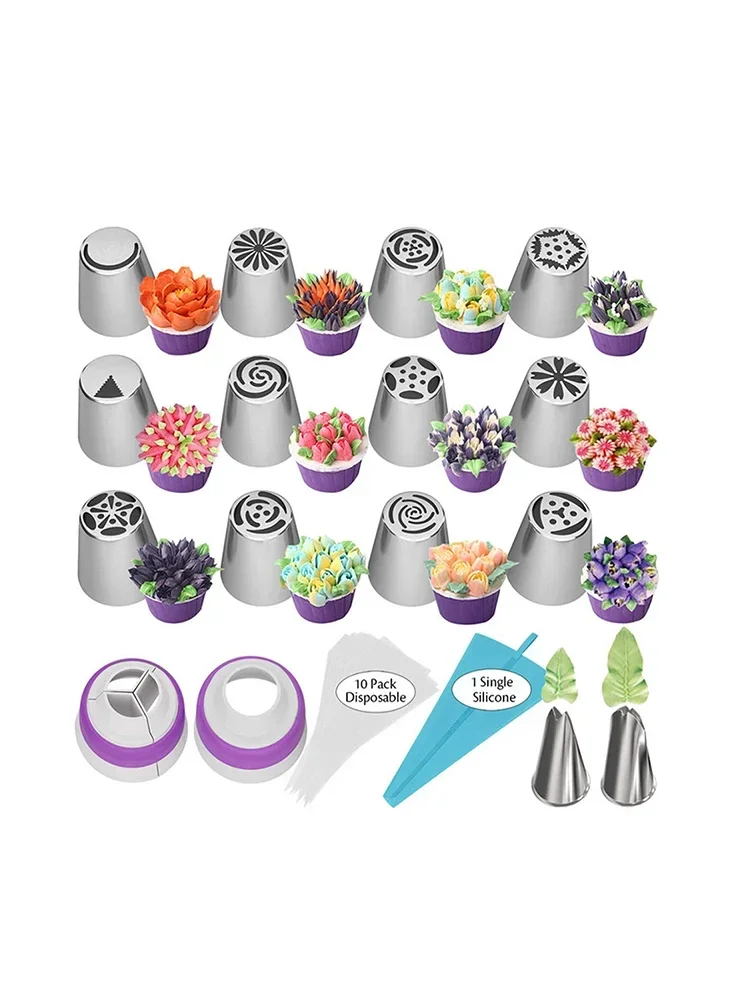 Description Picture 2 of item27pcs Russian Tulip Icing Piping Nozzles Pastry Cream Tips Stainless Stee Nozzleb Set Confectionery Bakeware Baking Cake Tools