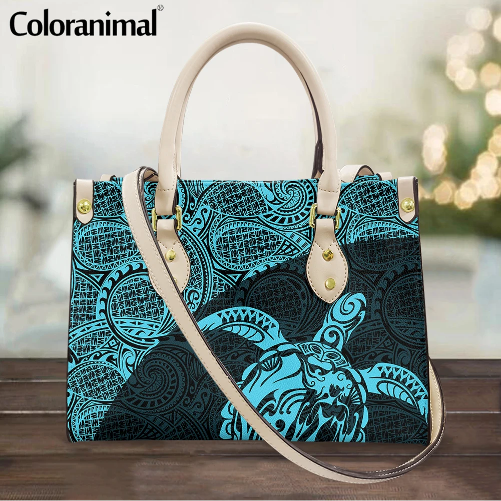 Polynesian Tribal Printed Crossbody Bag for Women Hawaiian Hibiscus Flower  with Tattoo Sea Turtle Pattern Leather Handbag Female - AliExpress