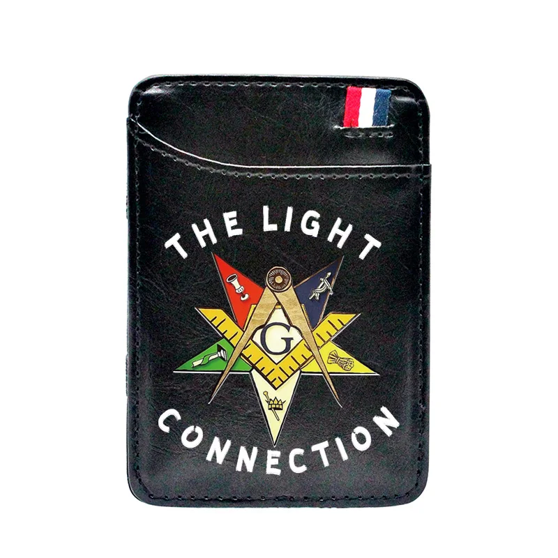 

High Quality Freemasonry The Light Connection Printing Leather Magic Wallet Classic Men Women Money Clips Card Purse Cash Holder